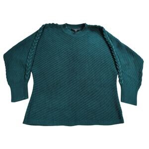 Simply Vera Vera Wang Teal Braided Sleeve Sweater Womens L Knit Pullover